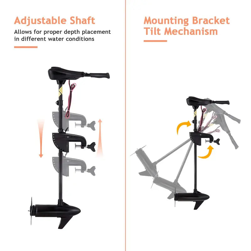8-Speed Electric Trolling Motor with Adjustable Telescopic Handle for Boats