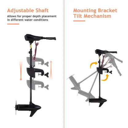8-Speed Electric Trolling Motor with Adjustable Telescopic Handle for Boats