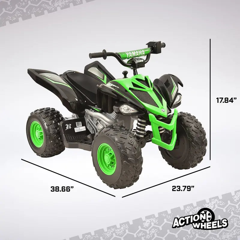 Yamaha 12V Raptor ATV Ride-On  Kids’ Powered Vehicle (Ages 3+), 5 MPH Max Speed