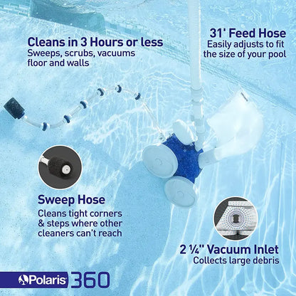 Polaris Vac-Sweep 360 Pressure-Side In-Ground Pool Cleaner  Triple-Jet Propulsion System