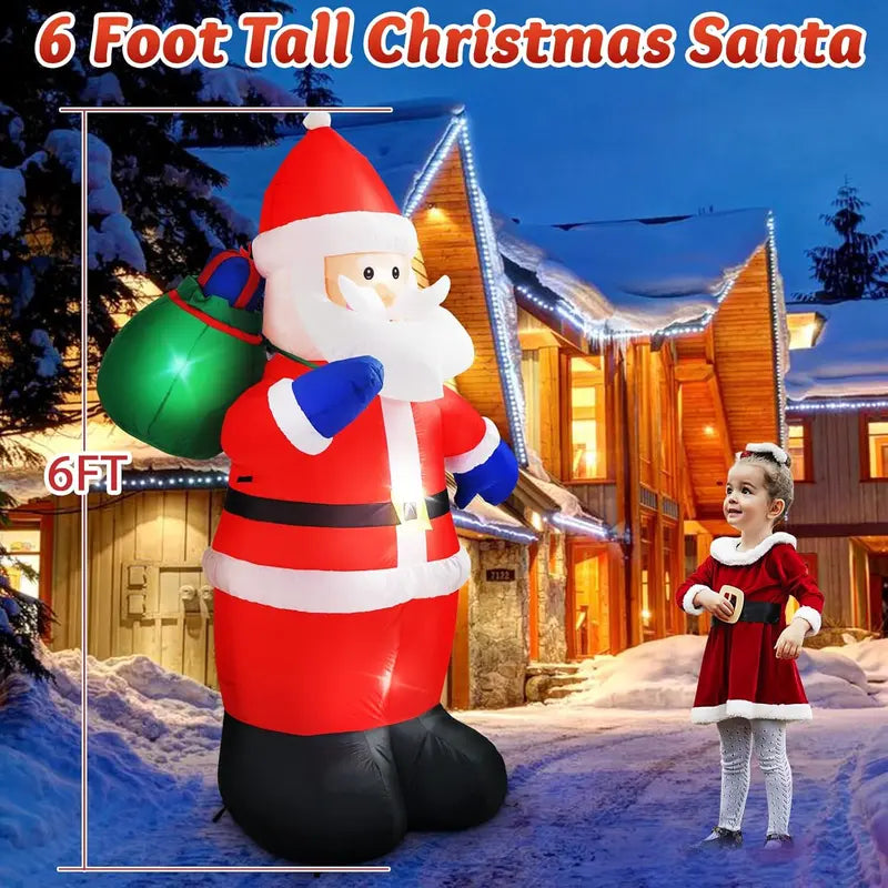 Danxilu 8 FT Christmas Inflatable Santa Train with LED Lights, Outdoor Waterproof Decoration for Yard, Garden, Lawn, Patio