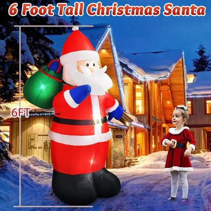 Danxilu 8 FT Christmas Inflatable Santa Train with LED Lights, Outdoor Waterproof Decoration for Yard, Garden, Lawn, Patio