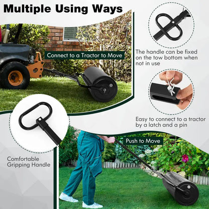 Dual-Use Lawn Roller  Push or Tow-Behind Sod Compactor with 17-Gallon Fill Capacity