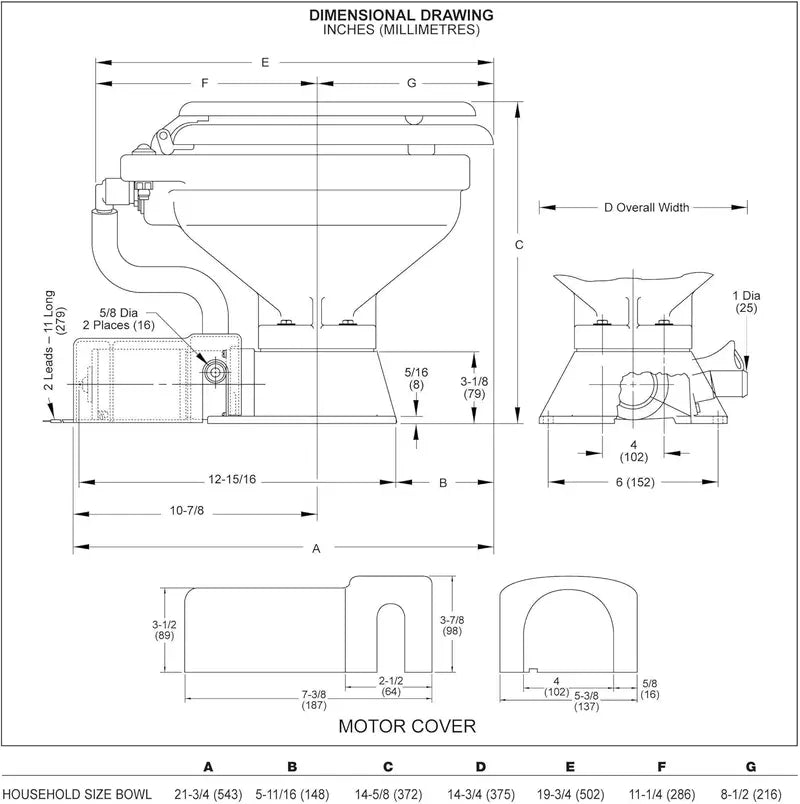 Electric Marine Toilet System  Compact Boat Head with Quiet Flush Performance