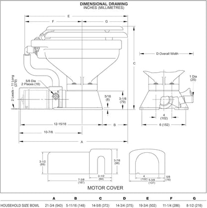 Electric Marine Toilet System  Compact Boat Head with Quiet Flush Performance