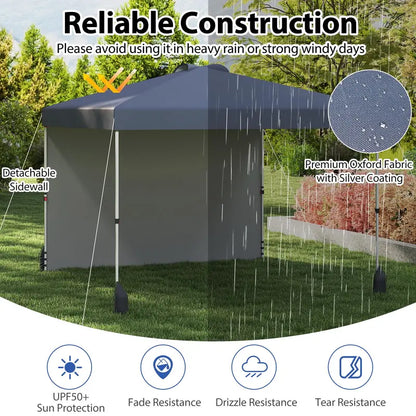 10 x 10 Foot Portable Canopy Tent  Includes One Sidewall & Wheeled Storage Bag