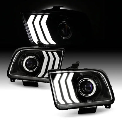 AKKON LED Daytime Running Light Headlights  Black Projector Style for 20052009 Ford Mustang (Pair)