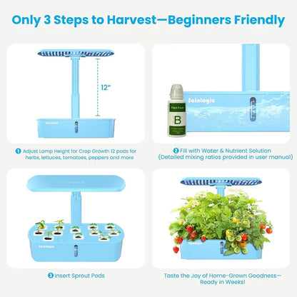 WiFi-Controlled Hydroponic Growing System  12-Planter Smart Indoor Garden with App Integration