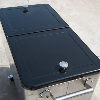 80-Quart Portable Rolling Steel Cooler with Heavy-Duty Wheels