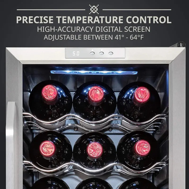 18-Bottle Compressor Wine Cooler  Freestanding Dual-Zone Refrigerator with Lock for Red, White & Sparkling Wines