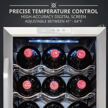 18-Bottle Compressor Wine Cooler  Freestanding Dual-Zone Refrigerator with Lock for Red, White & Sparkling Wines
