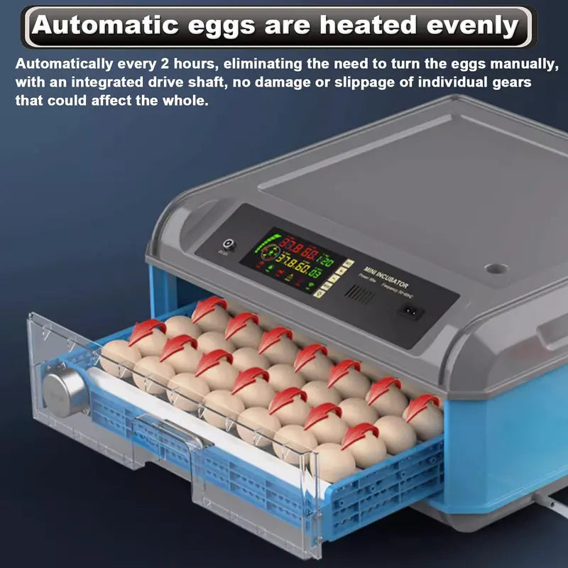 Digital Egg Incubator — 192/256/500 Capacity, Auto-Turn, Temp/Humidity Control & LED Display