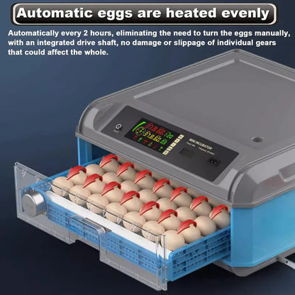 Digital Egg Incubator — 192/256/500 Capacity, Auto-Turn, Temp/Humidity Control & LED Display