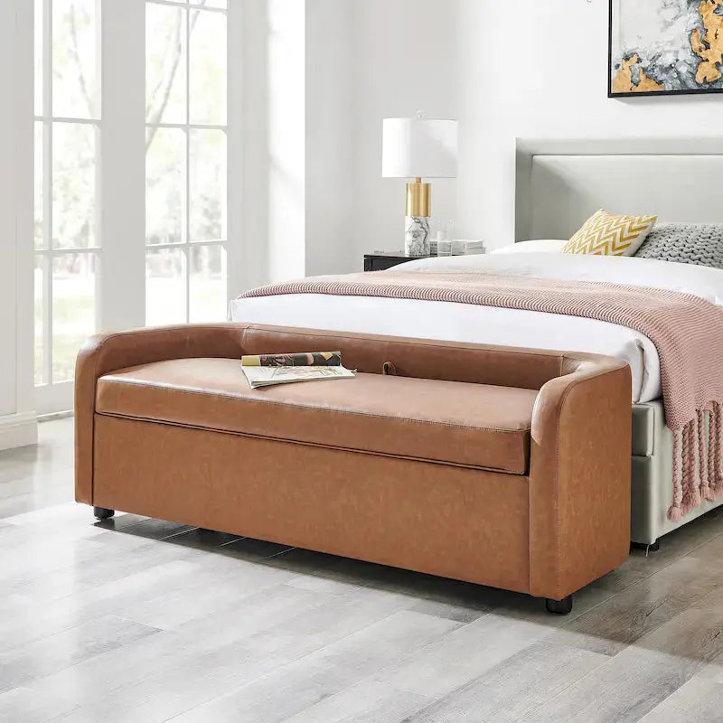Wendy Storage Bench  Upholstered Footstool with Lift-Top Hidden Compartment for Blankets or Accessories