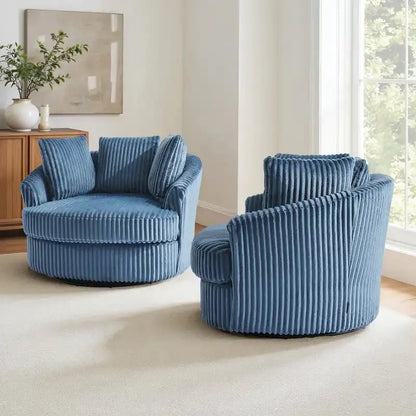 DREAMSIDEA Recessed-Arm Swivel Barrel Chair Set (2-Pack)
