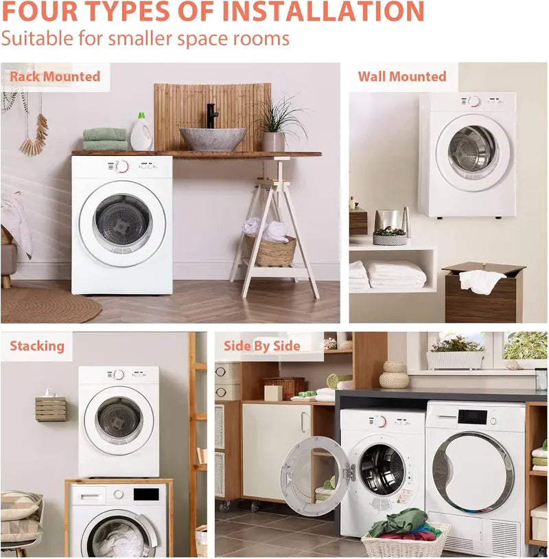 1.8 Cu. Ft. Portable Compact Dryer  Exhaust-Duct Compatible, Space-Saving Design