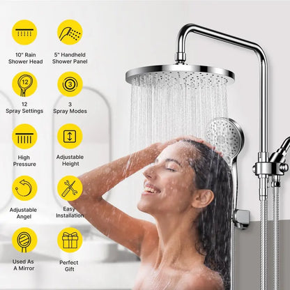 Ambicasa Luxury Dual Showerhead Combo, 10  Rainfall Shower Head   5  Handheld High Pressure Shower Head