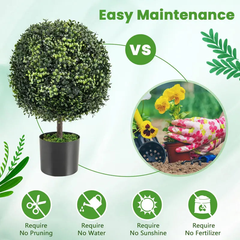 22-Inch Artificial Boxwood Topiary Ball  Lifelike Outdoor or Indoor Decor
