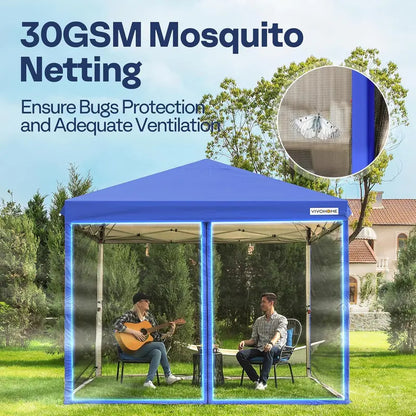 10’×10′ Easy-Setup Canopy Tent  Enclosed Mosquito Net Screen Tent with Dual Zipper Doors & Rolling Storage Bag for Outdoor Events