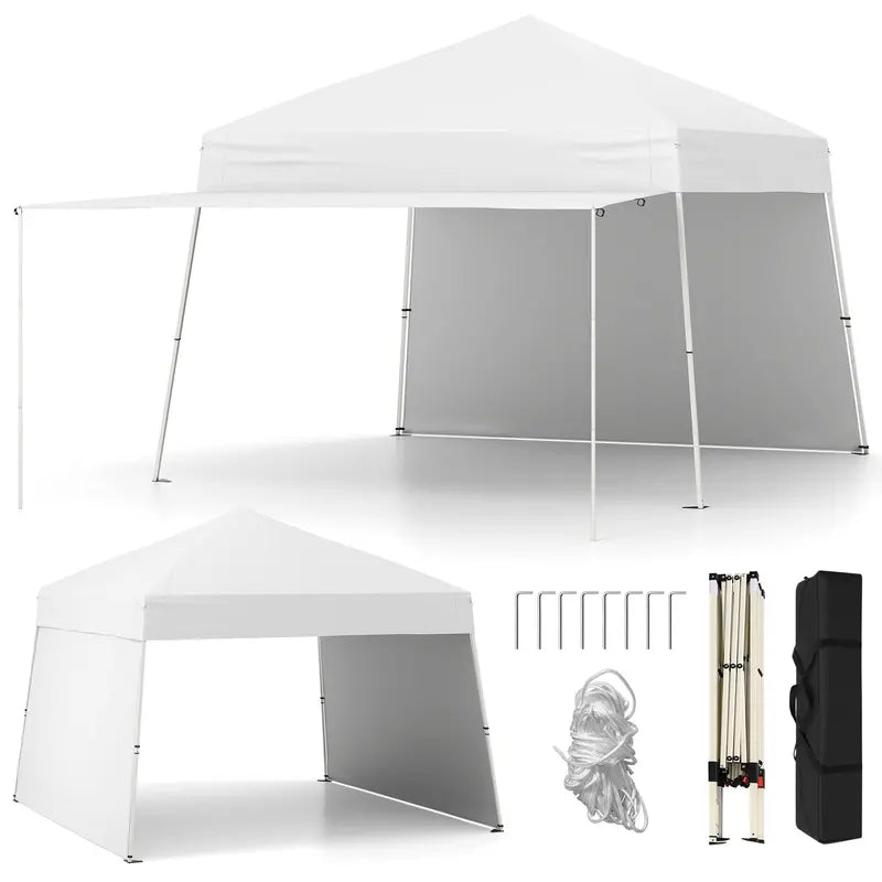 9.2′ x 14′ Pop-Up Canopy Tent  UPF50+ Outdoor Shelter with Two Sidewalls & Adjustable Slant Legs