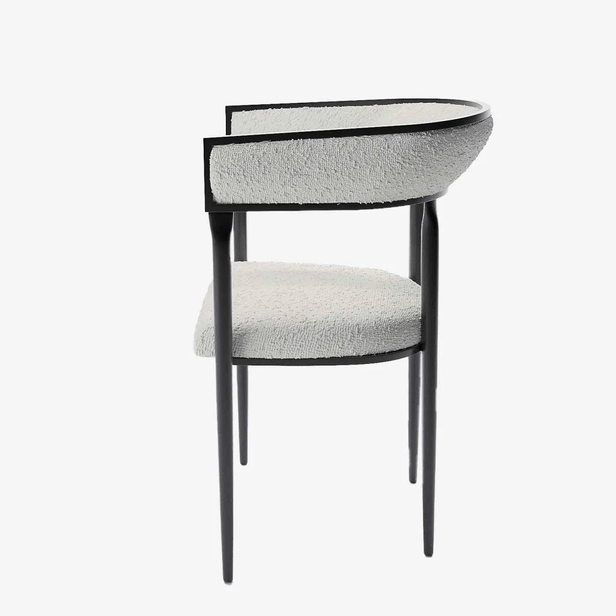 Chaise de salle   manger design dossier arrondi bouclette gris cr me Aurore