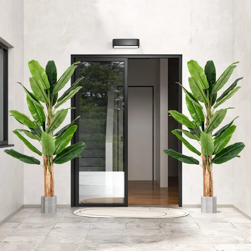 6.5-Foot Lifelike Artificial Banana Tree  Triple-Stem Design with 27 Textured Leaves