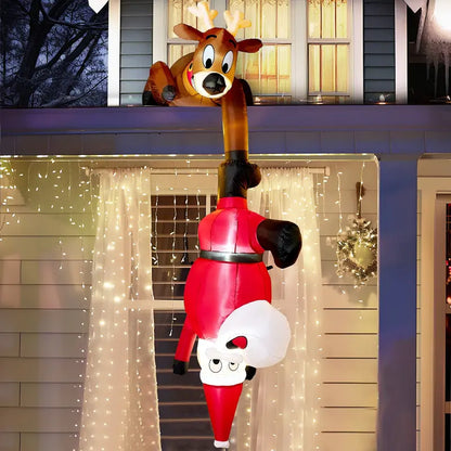 Syncfun 8 FT Inflatable Santa & Reindeer with LEDs for Outdoor Holiday Decor