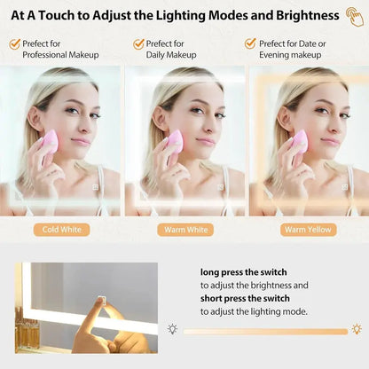 ANWBROAD Lighted Makeup Vanity Desk  39.4-Inch LED Mirror Table, Designed for Teens and Young Adults