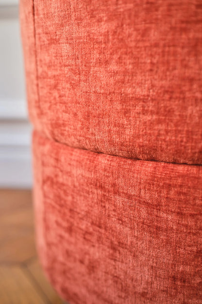 Auguste   Pouf cylindrique en velours ocre