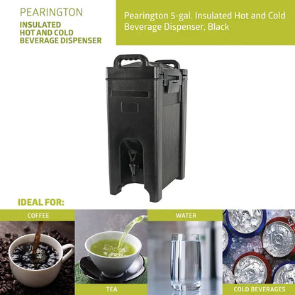 Pearington 5-Gallon Insulated Beverage Dispenser, Durable Double-Wall, Portable with Easy-Carry Handles