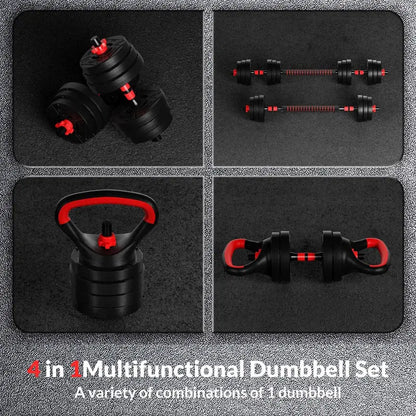 BalanceFrom 60LB Adjustable 4-in-1 Weight Set  Dumbbell, Barbell, Kettlebell & Push-Up Handles