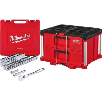 47-Piece 1/2-Inch Drive Mechanics Tool Set with 2-Drawer Rolling Tool Box