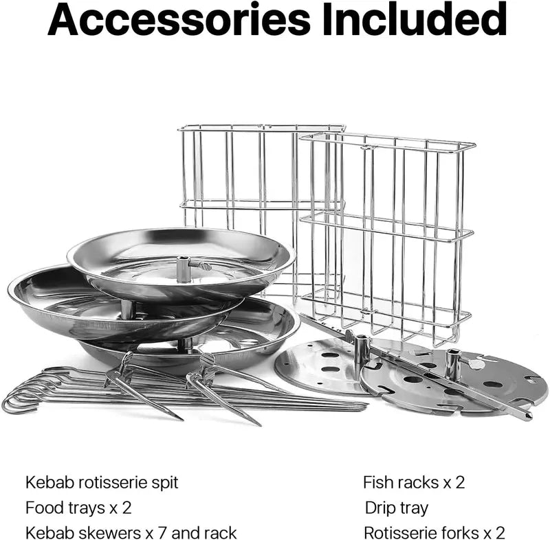Flexzion Vertical Rotisserie Oven Grill  Stainless Steel Kebab Cooker with Rotating Skewers & Bake Ware