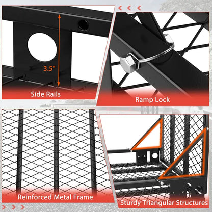 Hitch-Mount Wheelchair Carrier with Loading Ramp and Dual Secure Tie-Down Straps