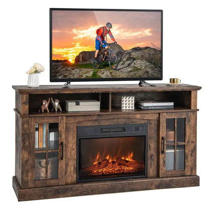 Electric Fireplace TV Console  58″ Media Stand with 23″ Built-In Insert and 1400W Heater, Supports TVs up to 65″