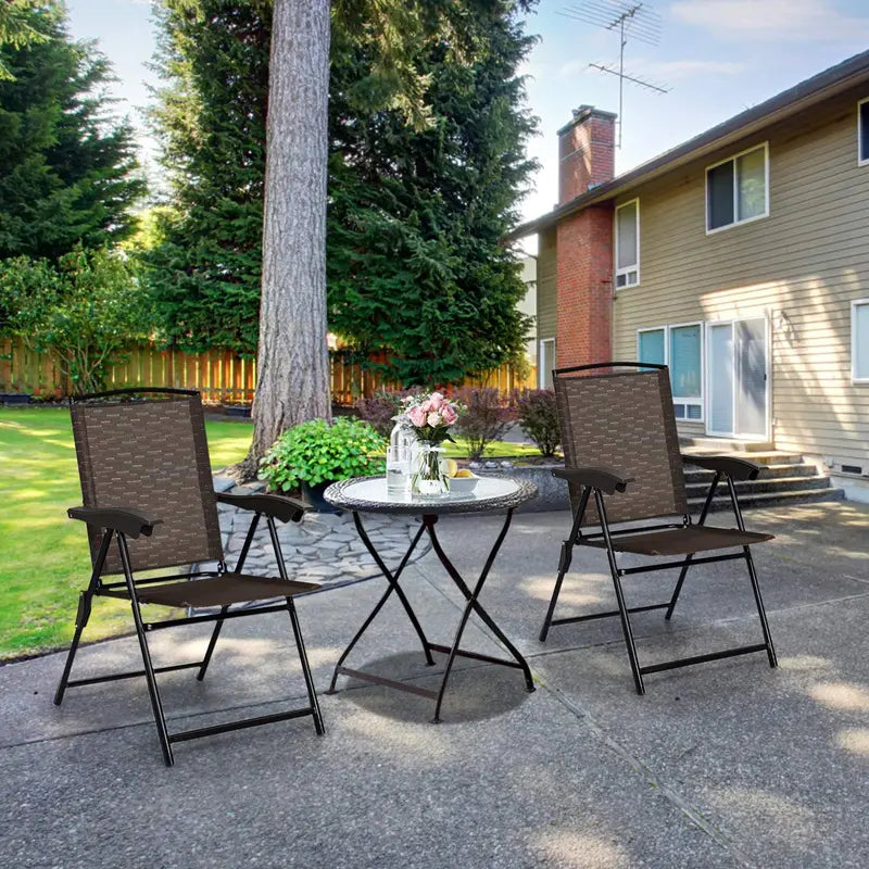 Set of 2 Foldable Sling Chairs for Indoor, Patio, Garden, or Poolside Use