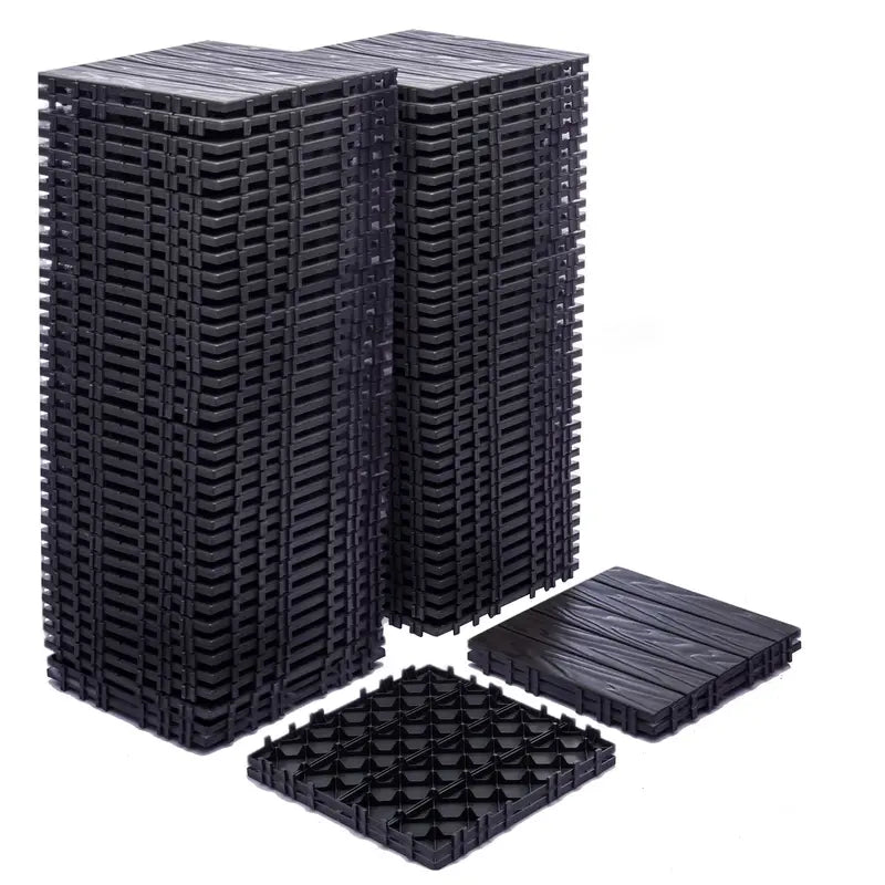 76-Pack Interlocking Plastic Deck Tiles  68.8 Sq. Ft. All-Weather, Waterproof Outdoor Flooring