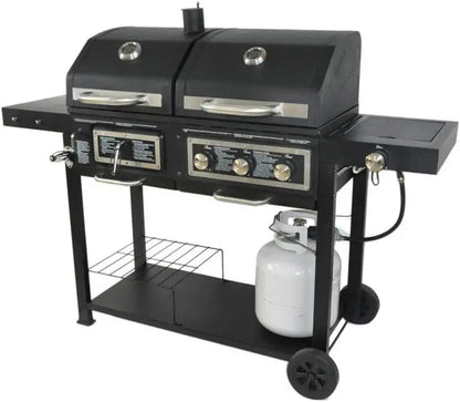 Dual-Fuel Outdoor Grill  Charcoal & Gas Combo Cooking System for Versatile Backyard Barbecues