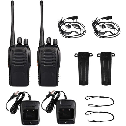 Long-Range Rechargeable Walkie Talkies with Earpieces and Tactical Flashlight