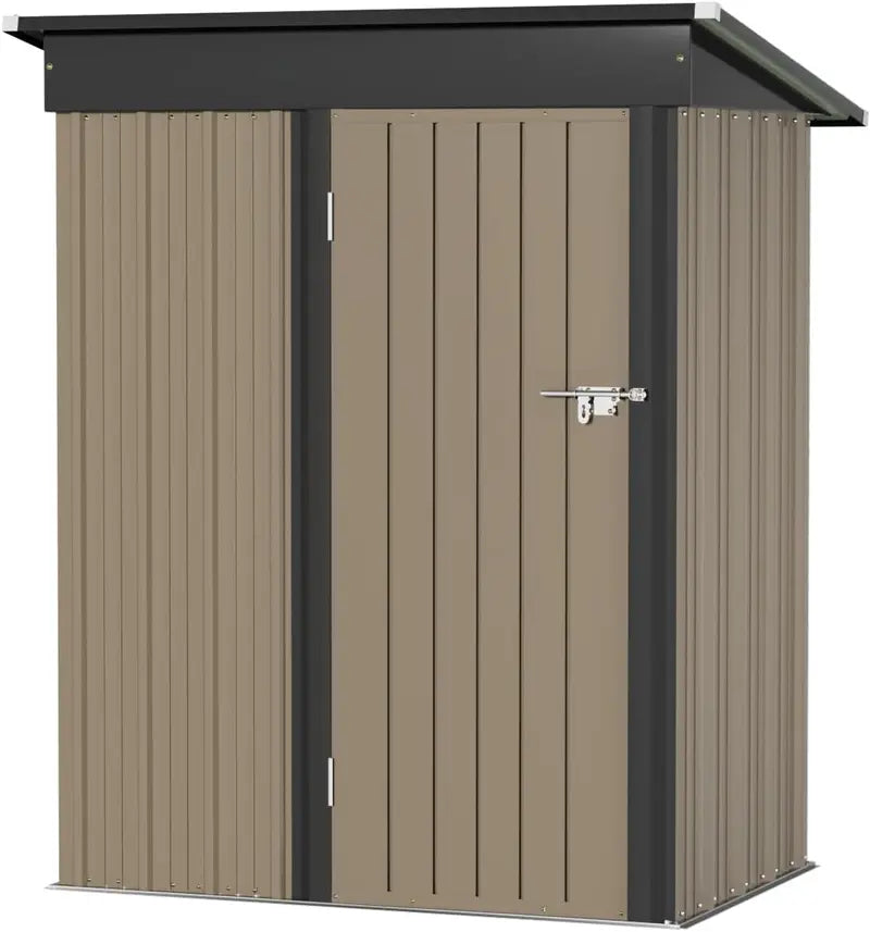Greesum 6x4ft Lockable Patio Storage Shed  Galvanized Steel Garden Utility Shed