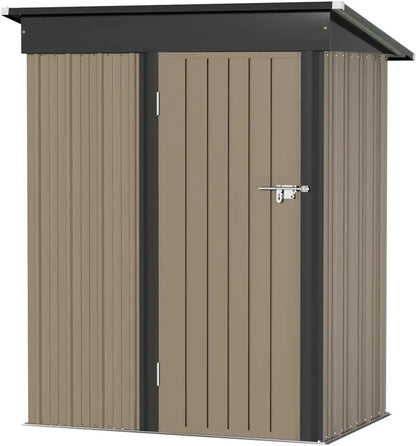 Greesum 6x4ft Lockable Patio Storage Shed  Galvanized Steel Garden Utility Shed