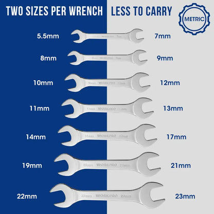 WORKPRO 7-Piece Metric Super-Thin Combination Wrench Set with Roll-Up Pouch