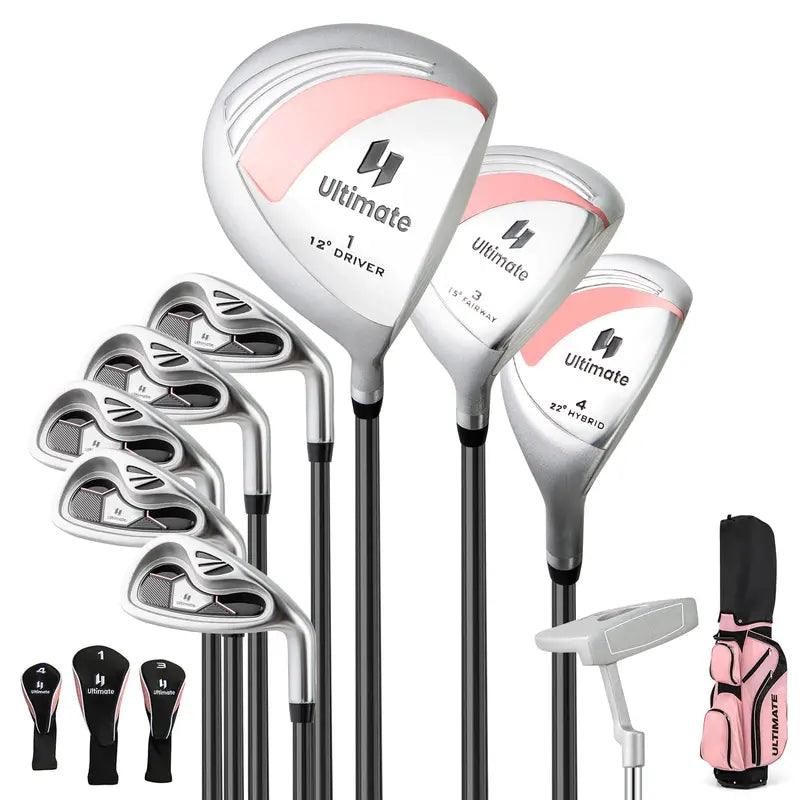 Women’s Complete Golf Club Set — 9-Piece Starter Kit with Rolling Cart Bag