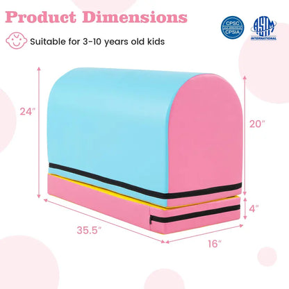 Mailbox-Style Tumbling Mat  Gymnastics Vaulting Box with Detachable Foam Mat & Carry Handle