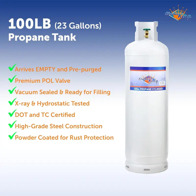100-Lb Steel Propane Tank with POL Valve  Industrial-Grade LP Cylinder
