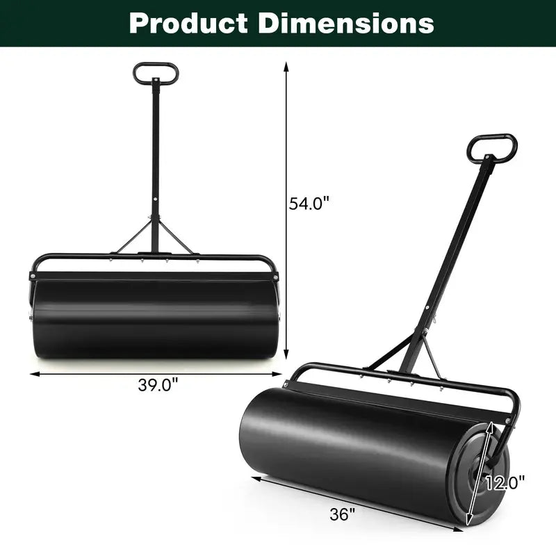 Dual-Use Lawn Roller  Push or Tow-Behind Sod Compactor with 17-Gallon Fill Capacity