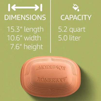 Romertopf 5.2-Quart Unglazed Clay Roaster  Natural, Non-Toxic Dutch Oven for Healthy Slow Cooking