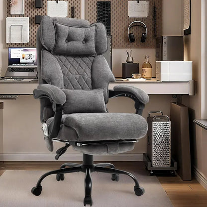 Heavy-Duty Leather Office Chair with Footrest  Supports Up to 500 lbs