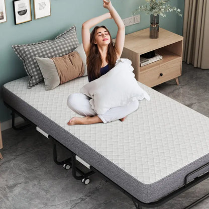 Compact Folding Cot with Mattress  75″ x 31″ Portable Bed for Guests or Temporary Use