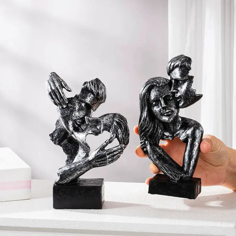 Modern Abstract Kiss Sculpture  Artistic Wall or Shelf Decor